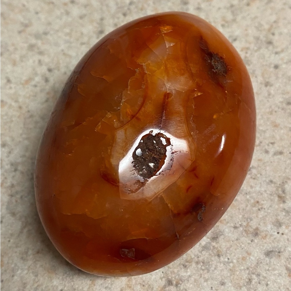 Polished Red Carnelian Worry Stone Crystal | Large 3” Collector Specimen - Picture 3 of 6